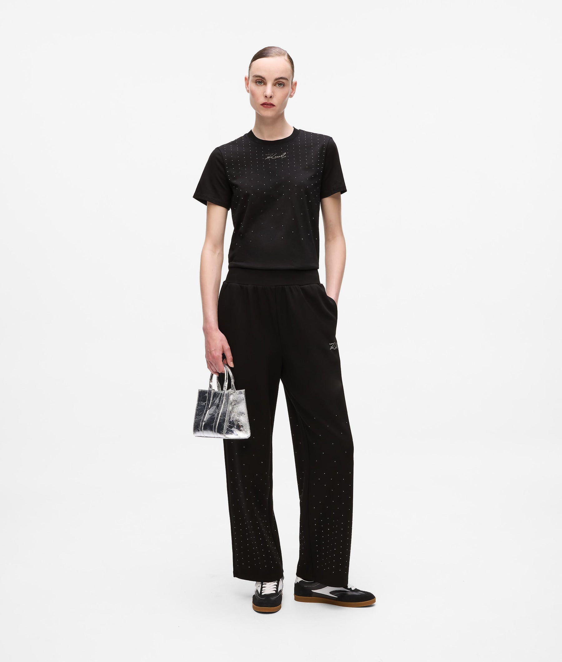 Rhinestone track pants