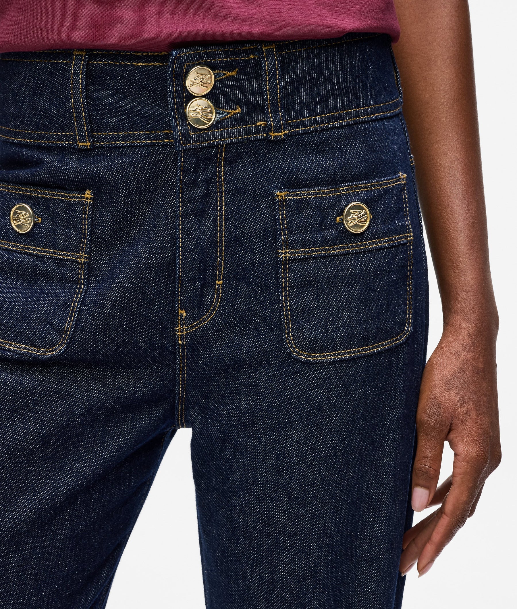 Button-detail straight jeans