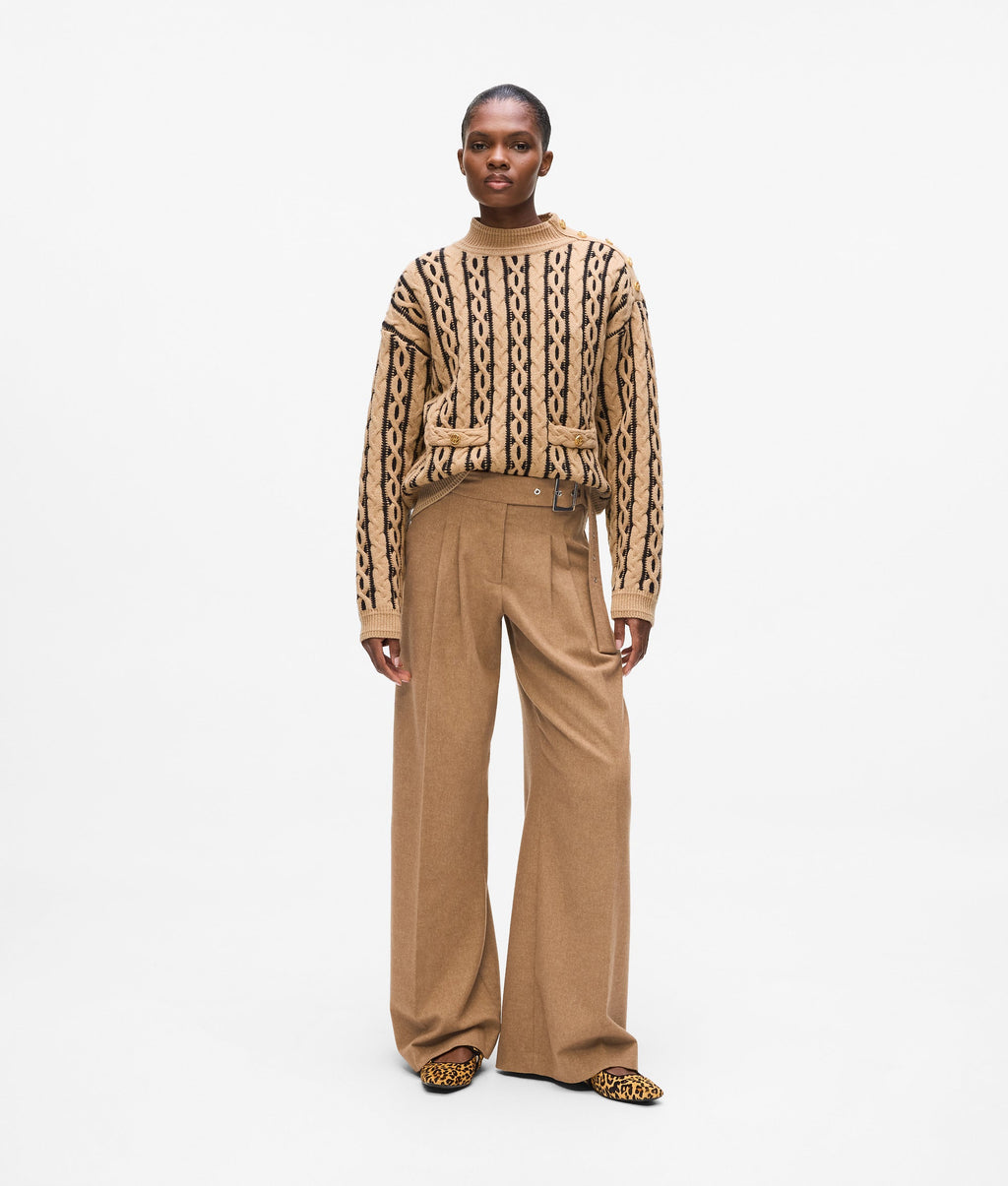 Wool-blend wide leg pants