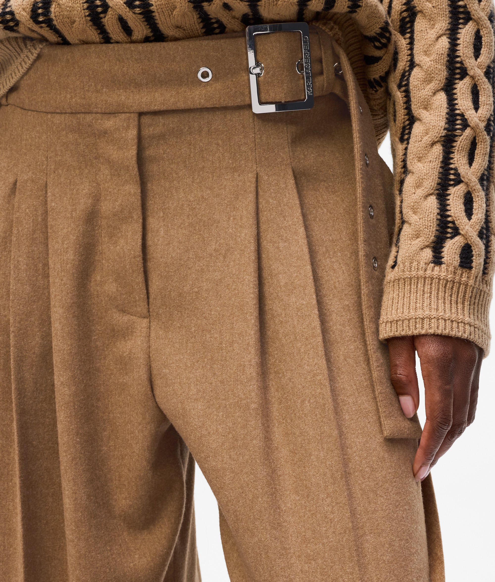 Wool-blend wide leg pants