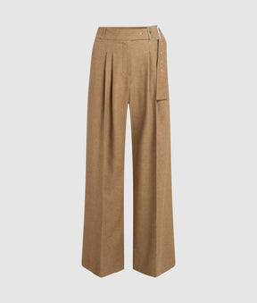 Wool-blend wide leg pants