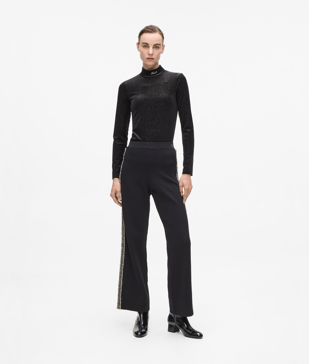 Bouclé detail knit trousers