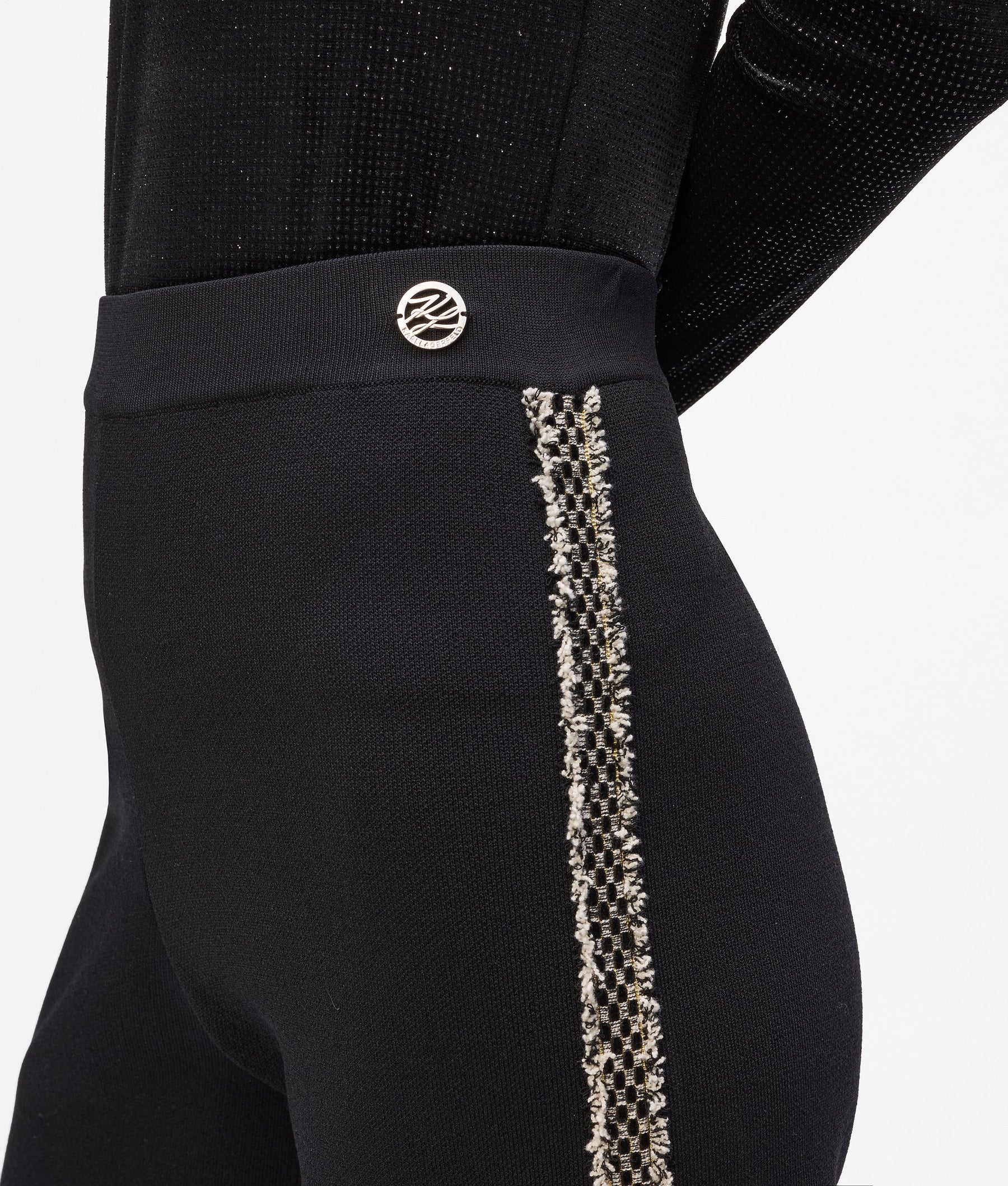 Bouclé detail knit trousers