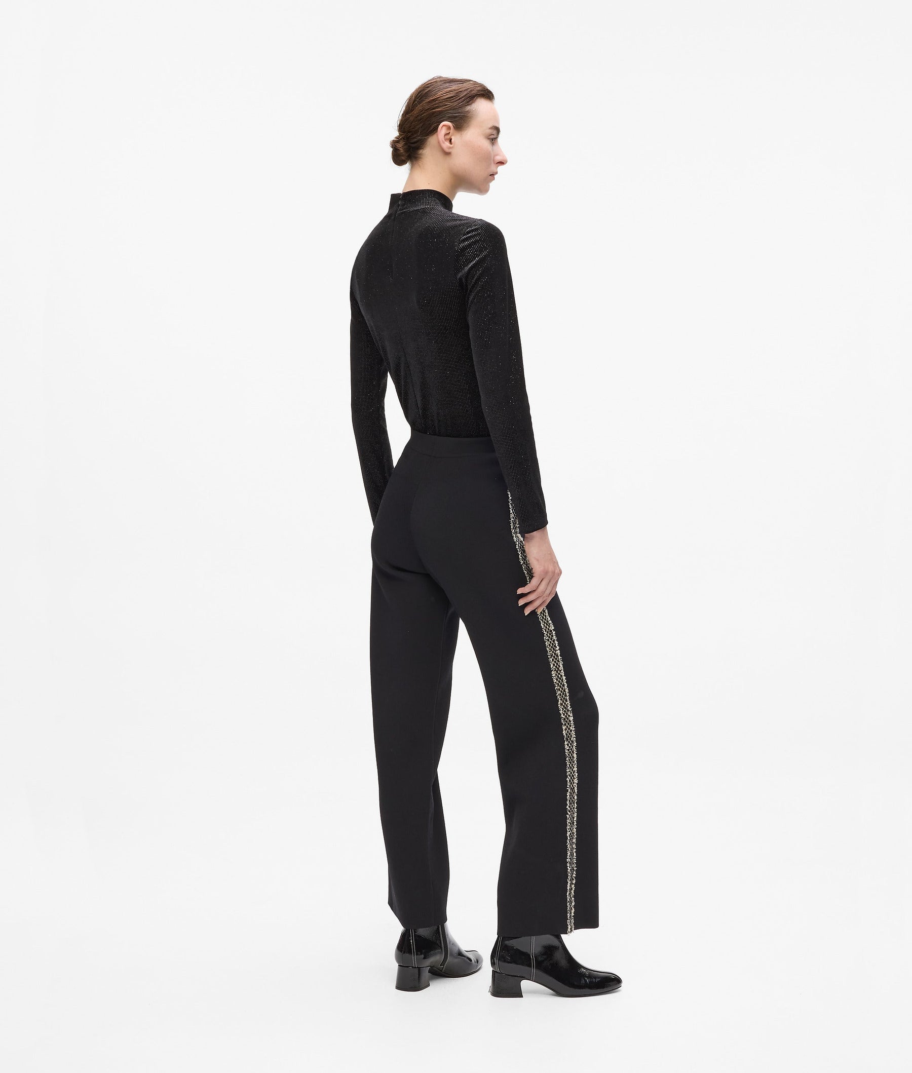 Bouclé detail knit trousers