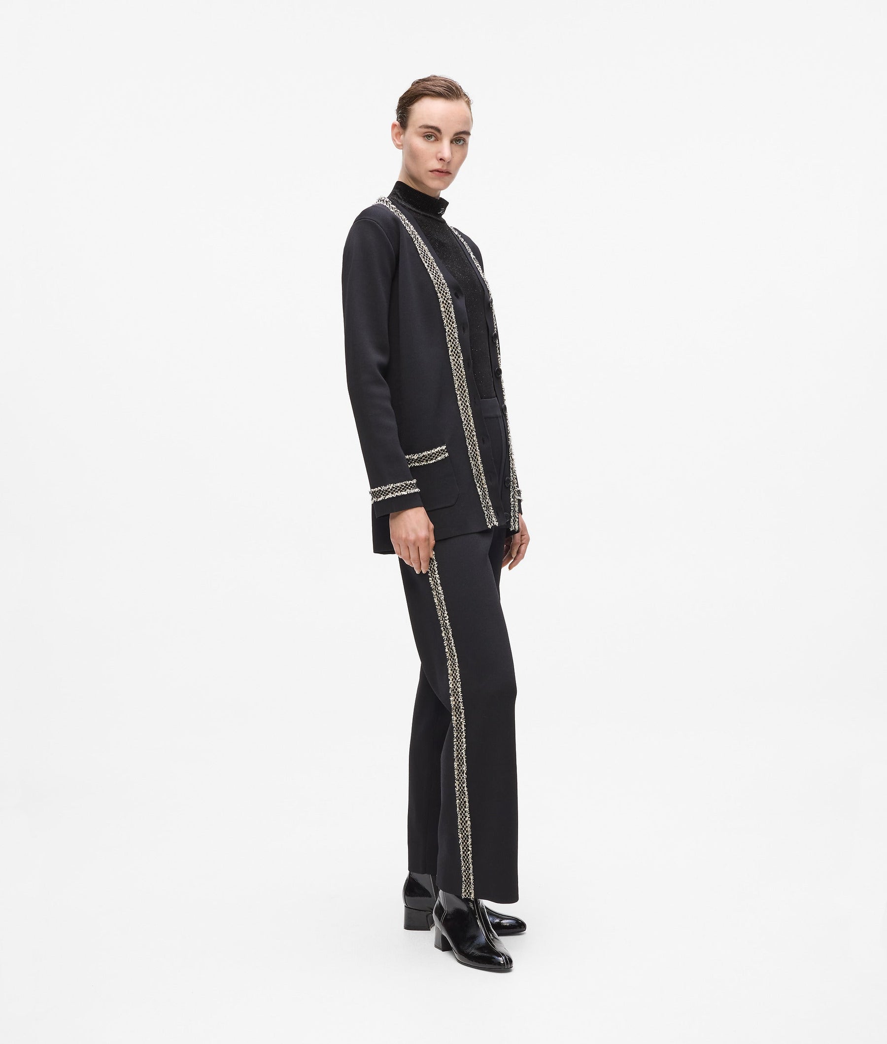 Bouclé detail knit trousers