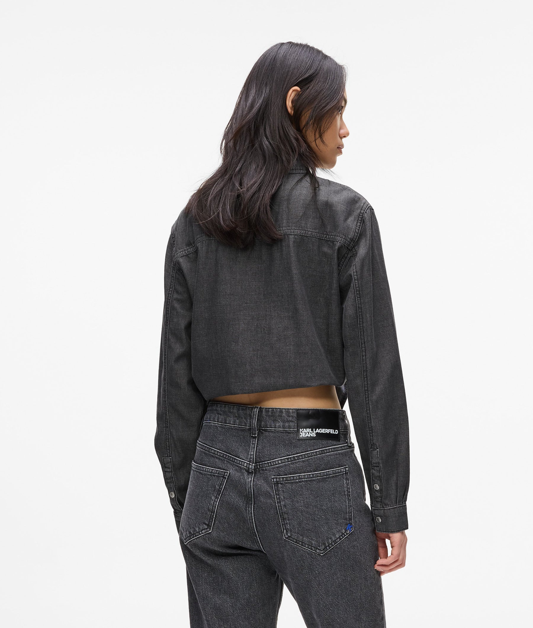 Tie-front denim shirt