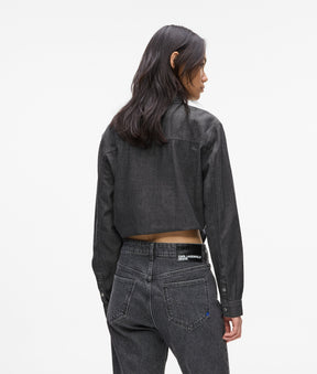 Tie-front denim shirt