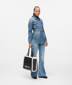 Belted denim shirt