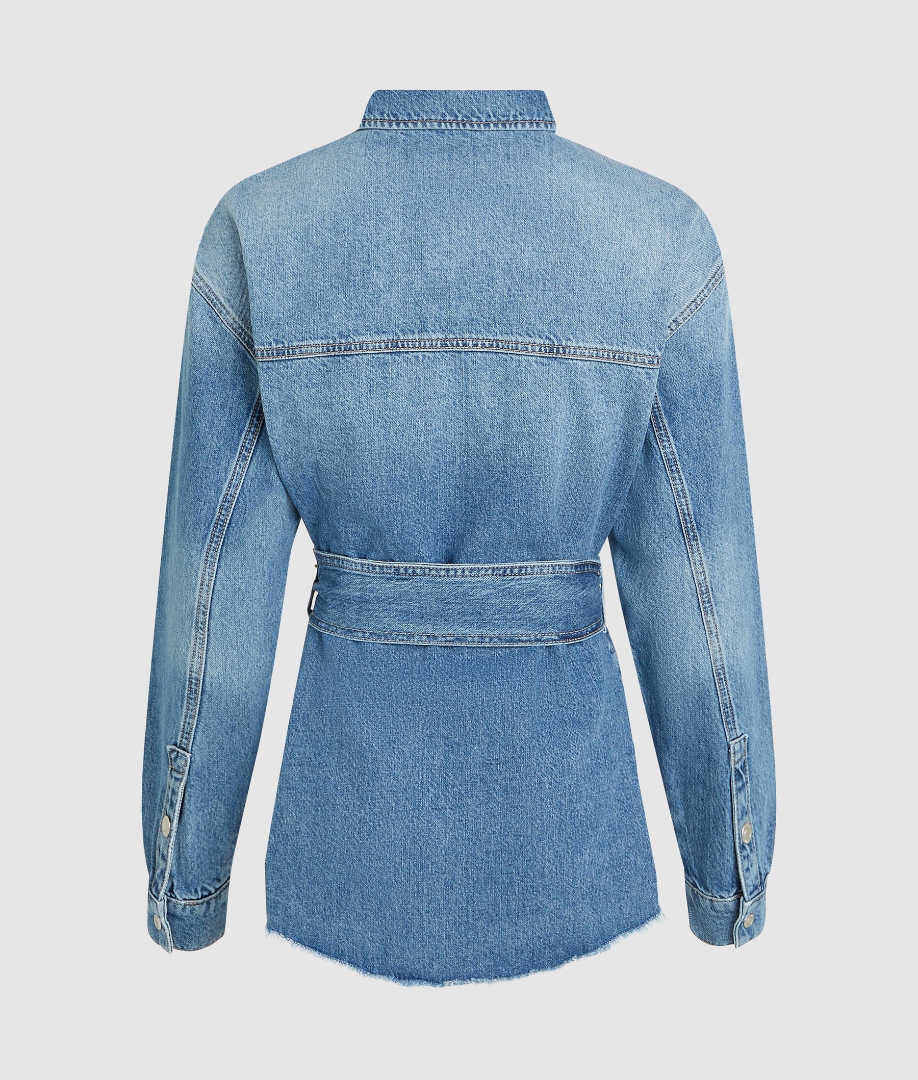 Belted denim shirt