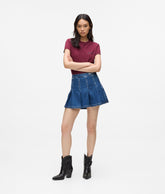 Pleated denim mini skirt