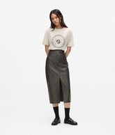 Midi faux-leather skirt
