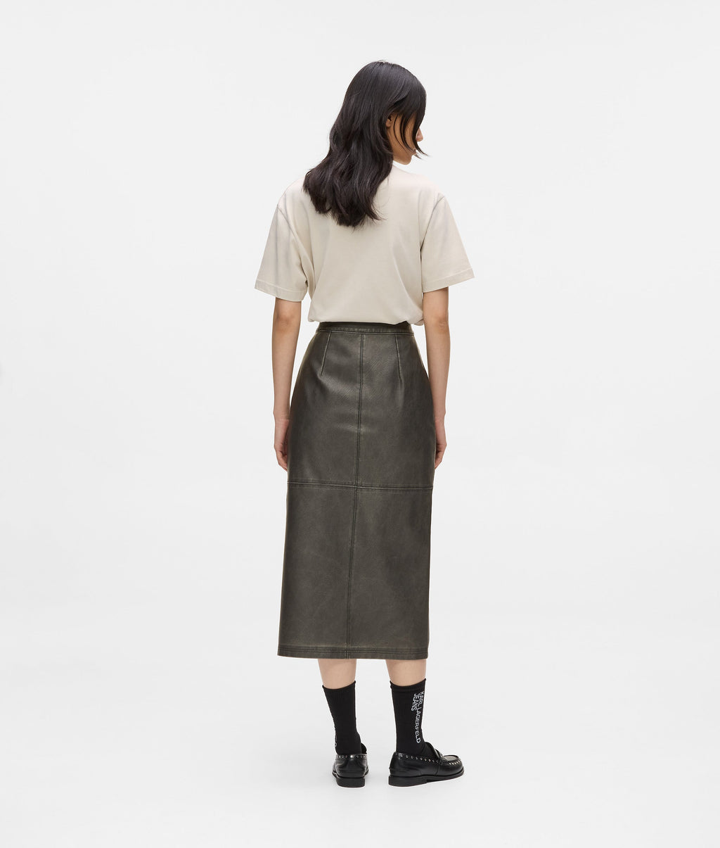 Midi faux-leather skirt
