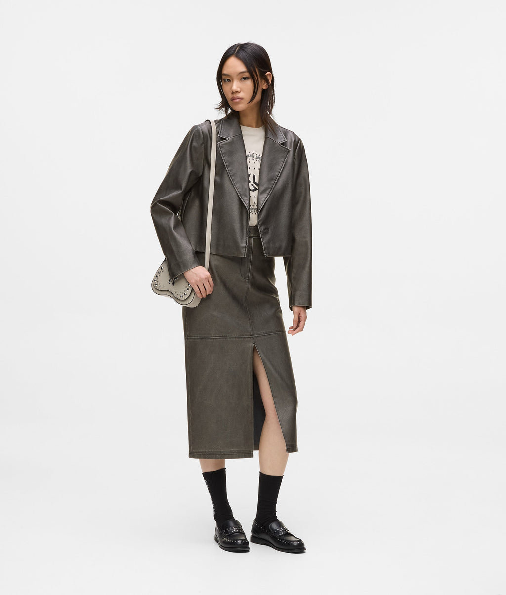 Midi faux-leather skirt