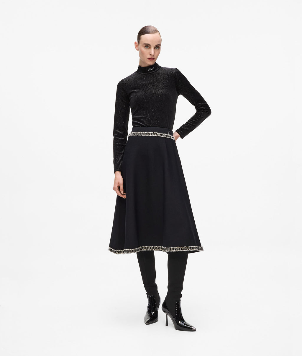 Bouclé detail knitted skirt