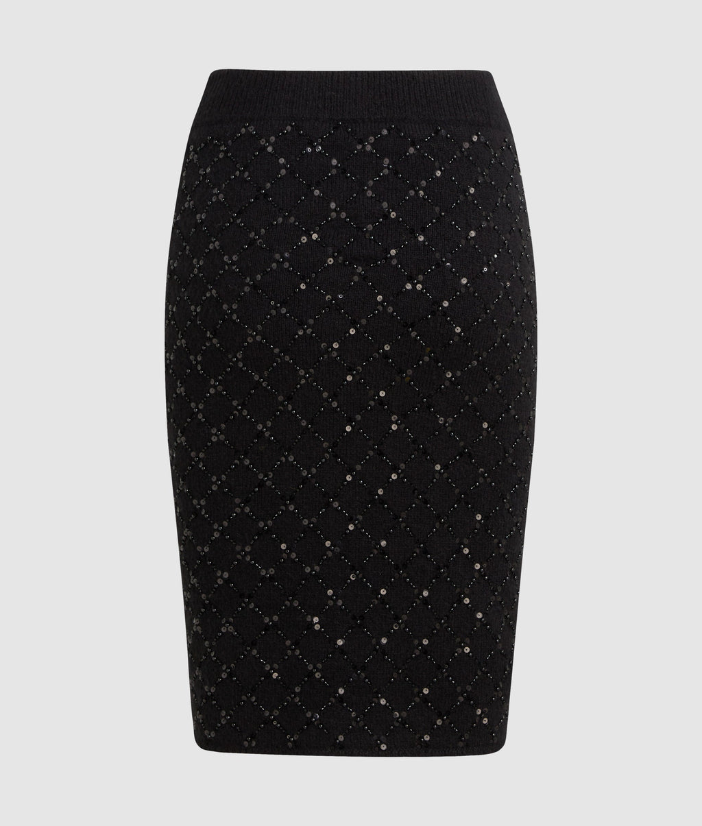 Sequin knit skirt