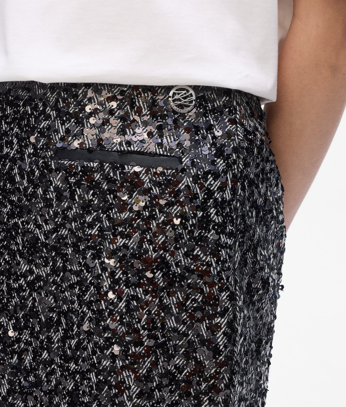 Sequin tweed skirt