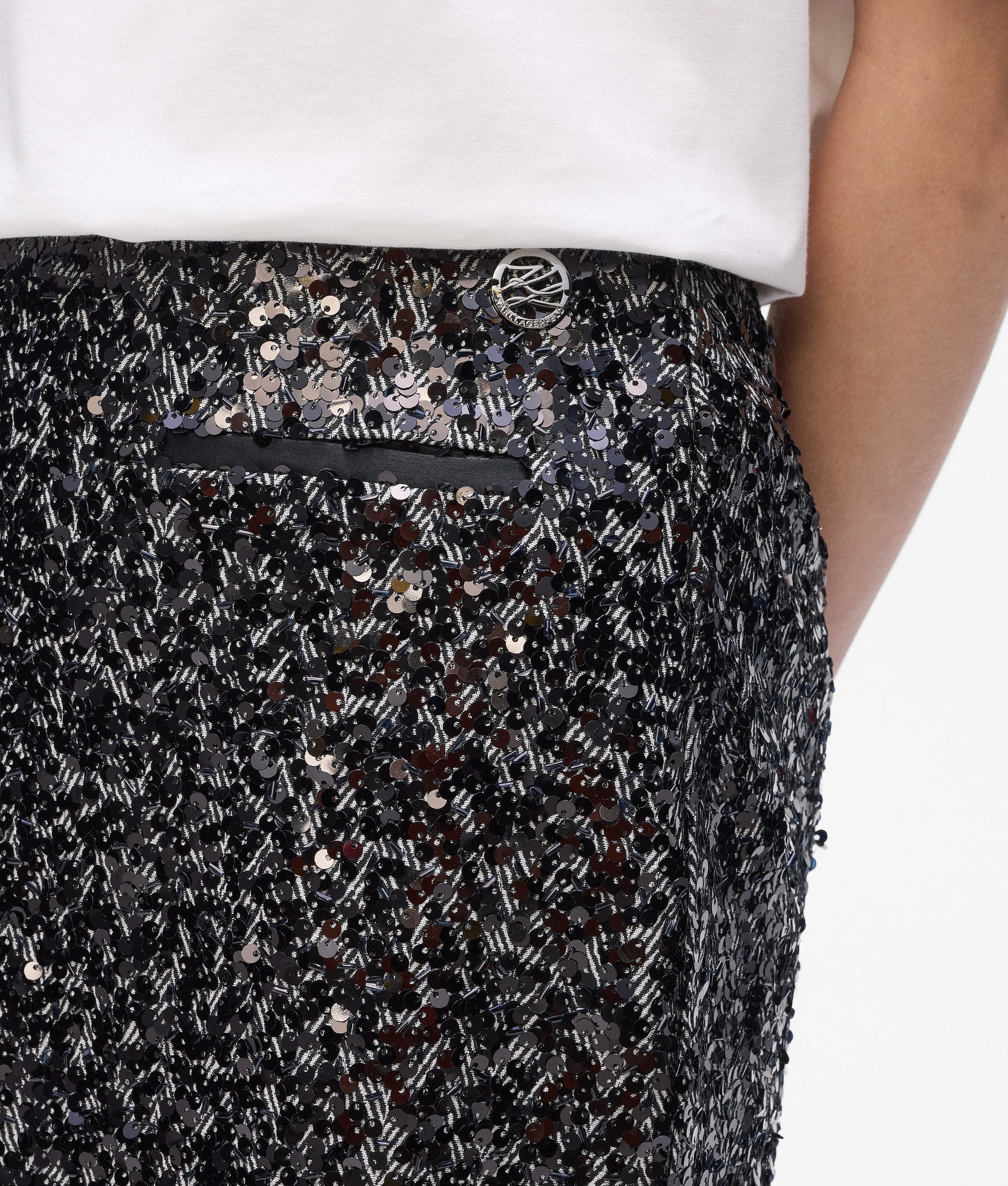 Sequin tweed skirt