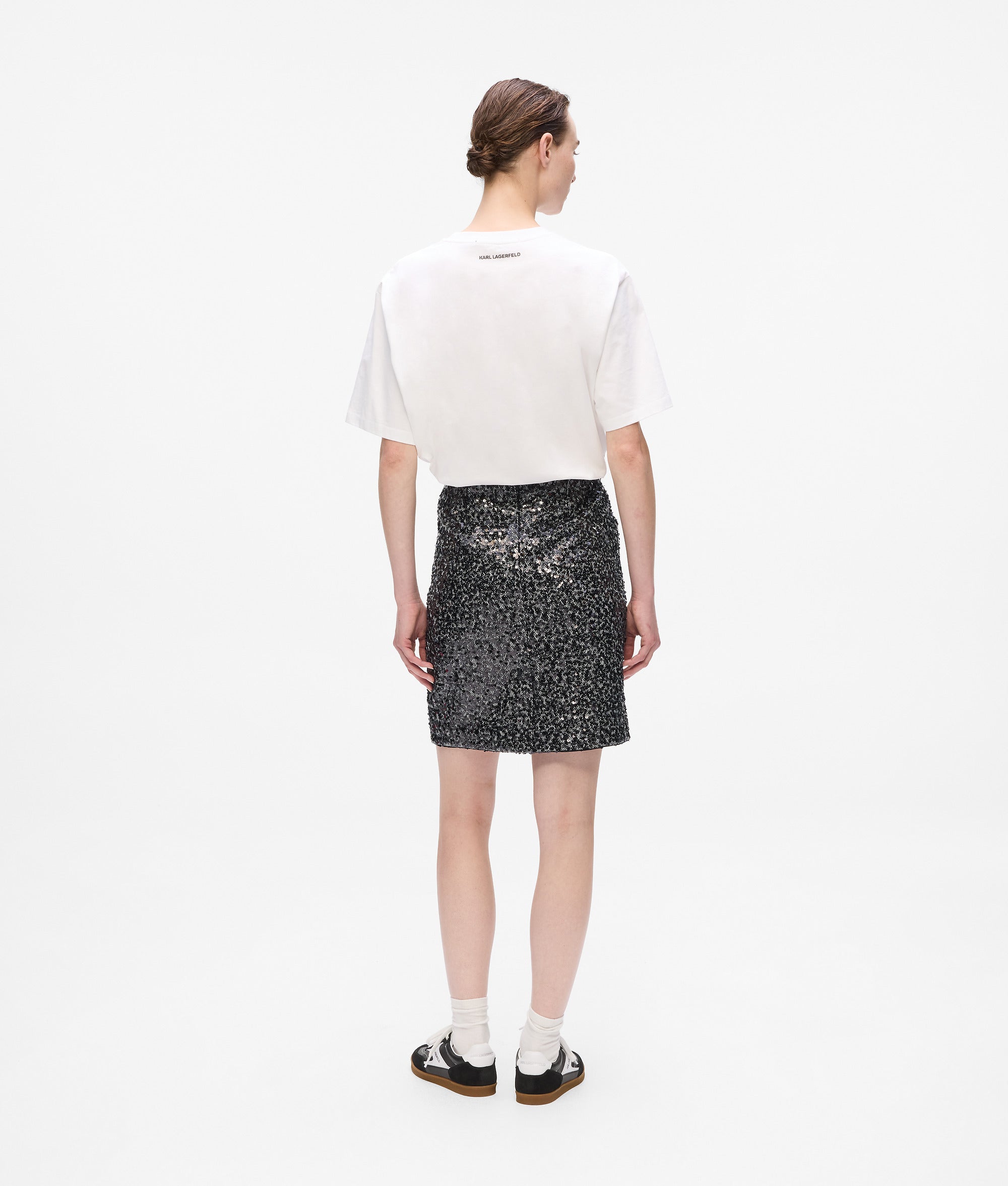 Sequin tweed skirt