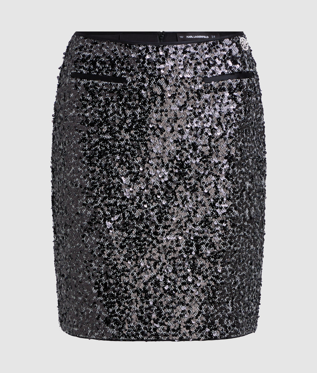 Sequin tweed skirt