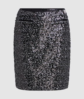 Sequin tweed skirt