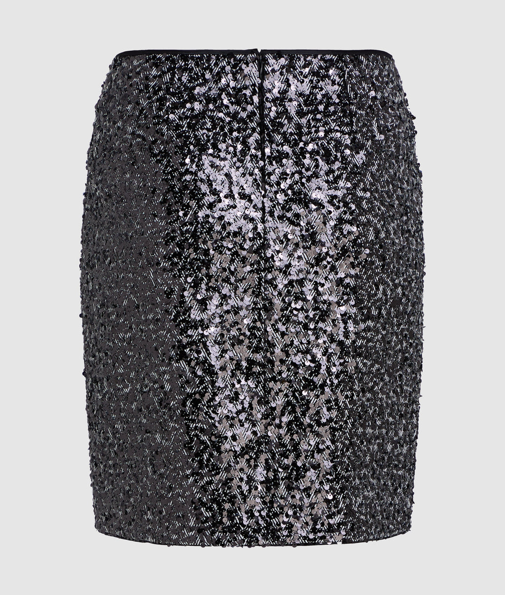 Sequin tweed skirt