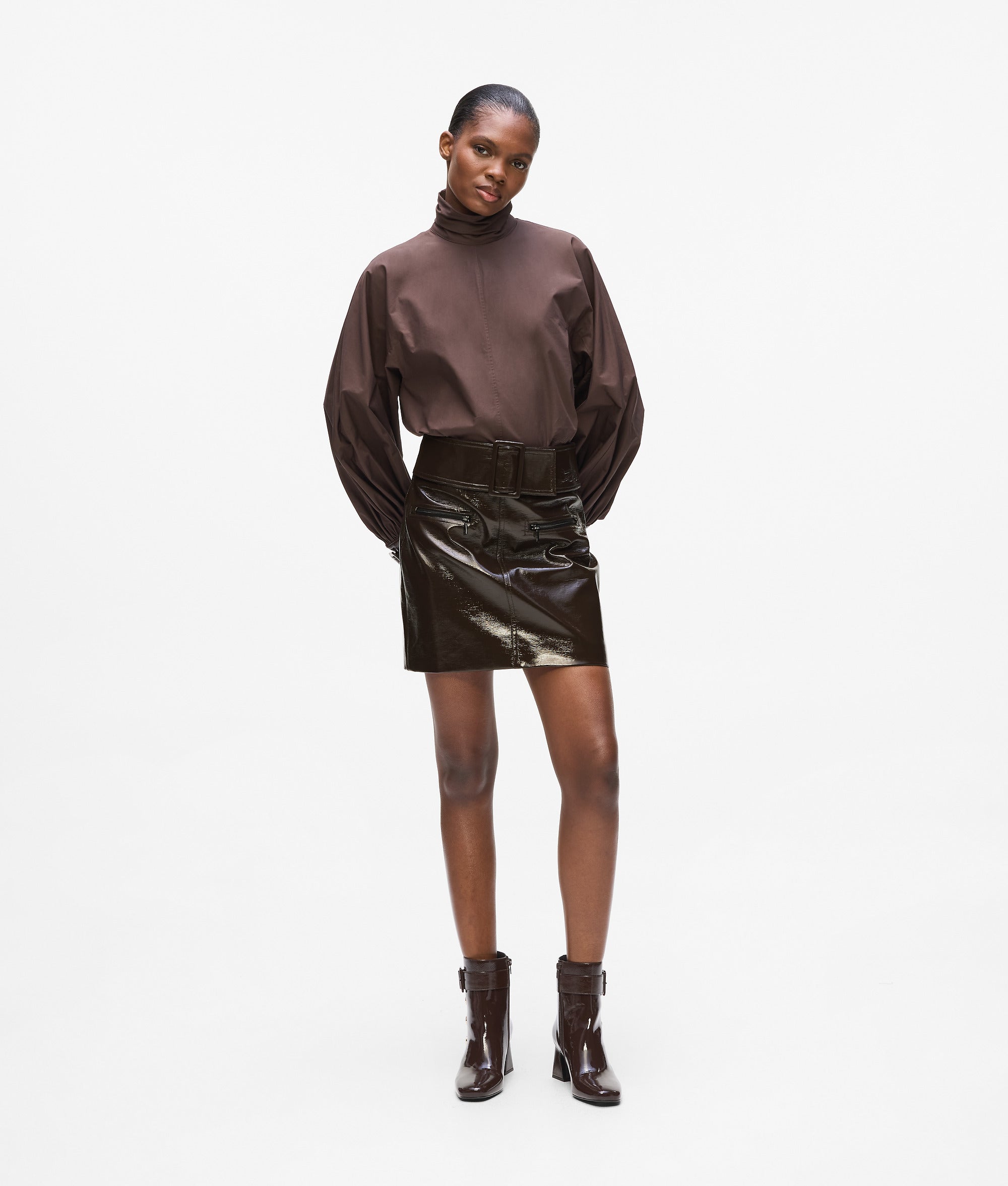 Patent faux-leather skirt