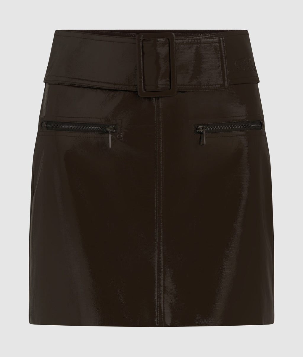 Patent faux-leather skirt