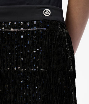 Fringed sequin skirt