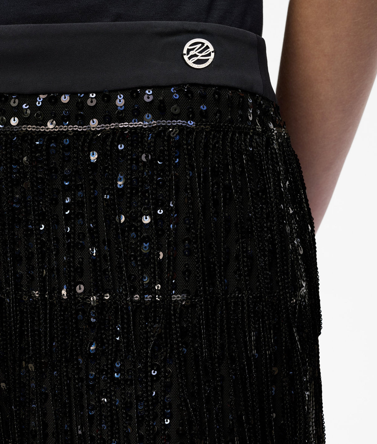 Fringed sequin skirt