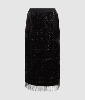 Fringed sequin skirt