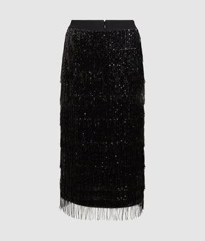 Fringed sequin skirt