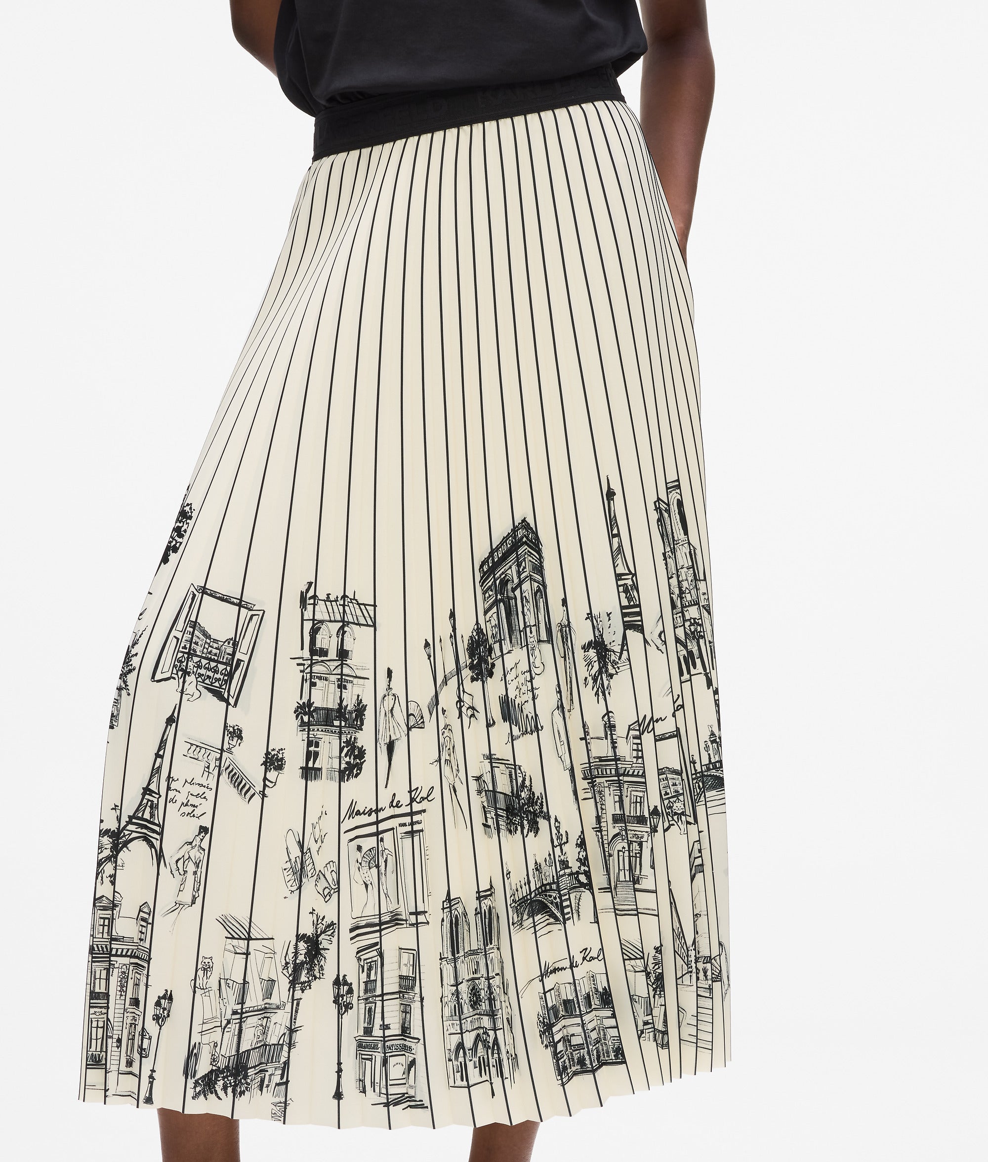 Paris sketch pleated skirt