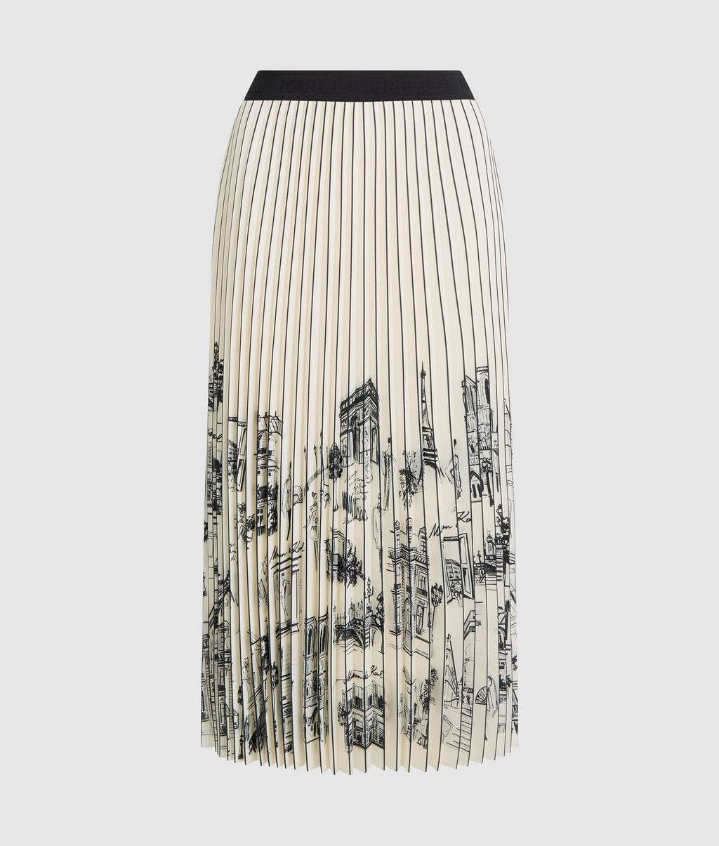 Paris sketch pleated skirt