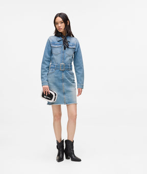 Belted denim dress