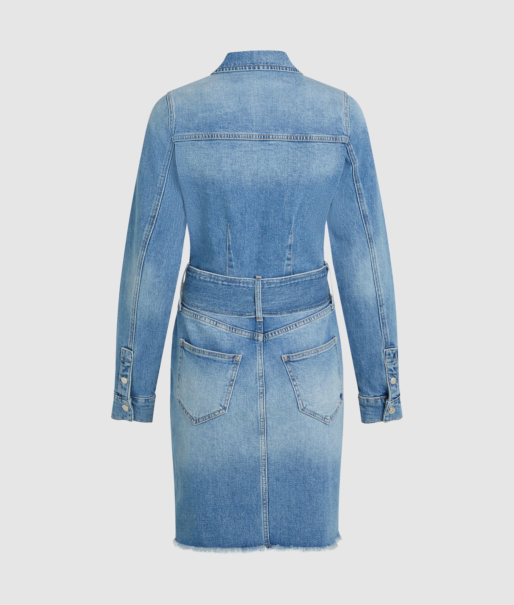Belted denim dress