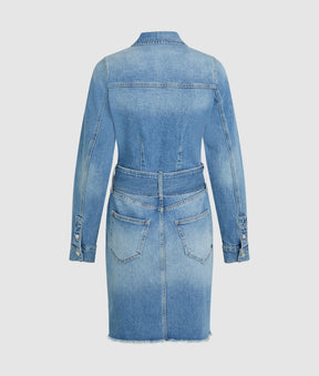 Belted denim dress