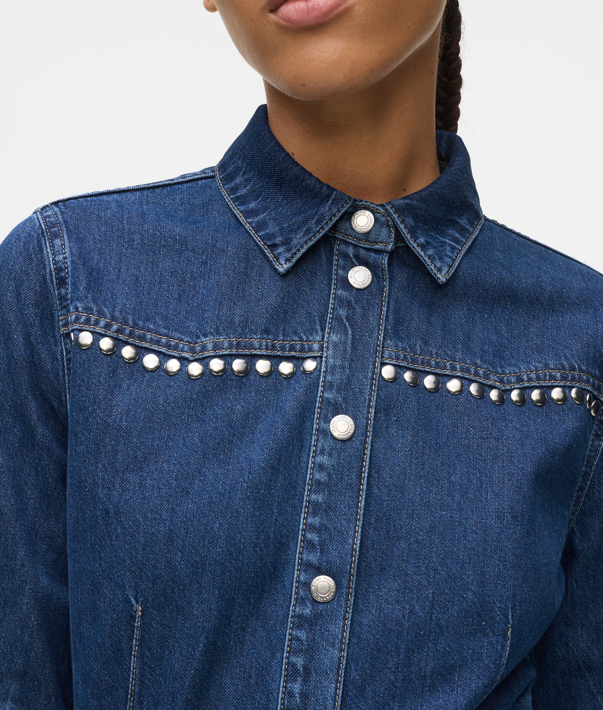 Studded denim dress
