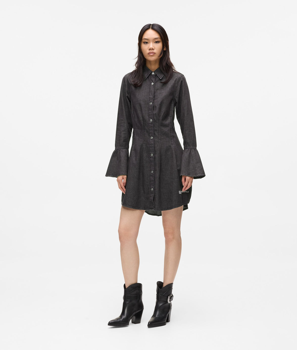 Flared denim dress