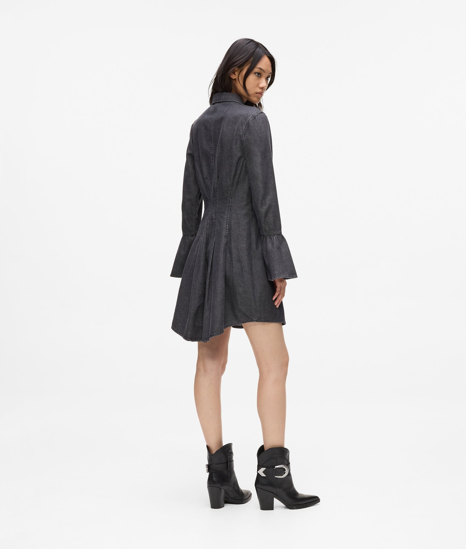 Flared denim dress