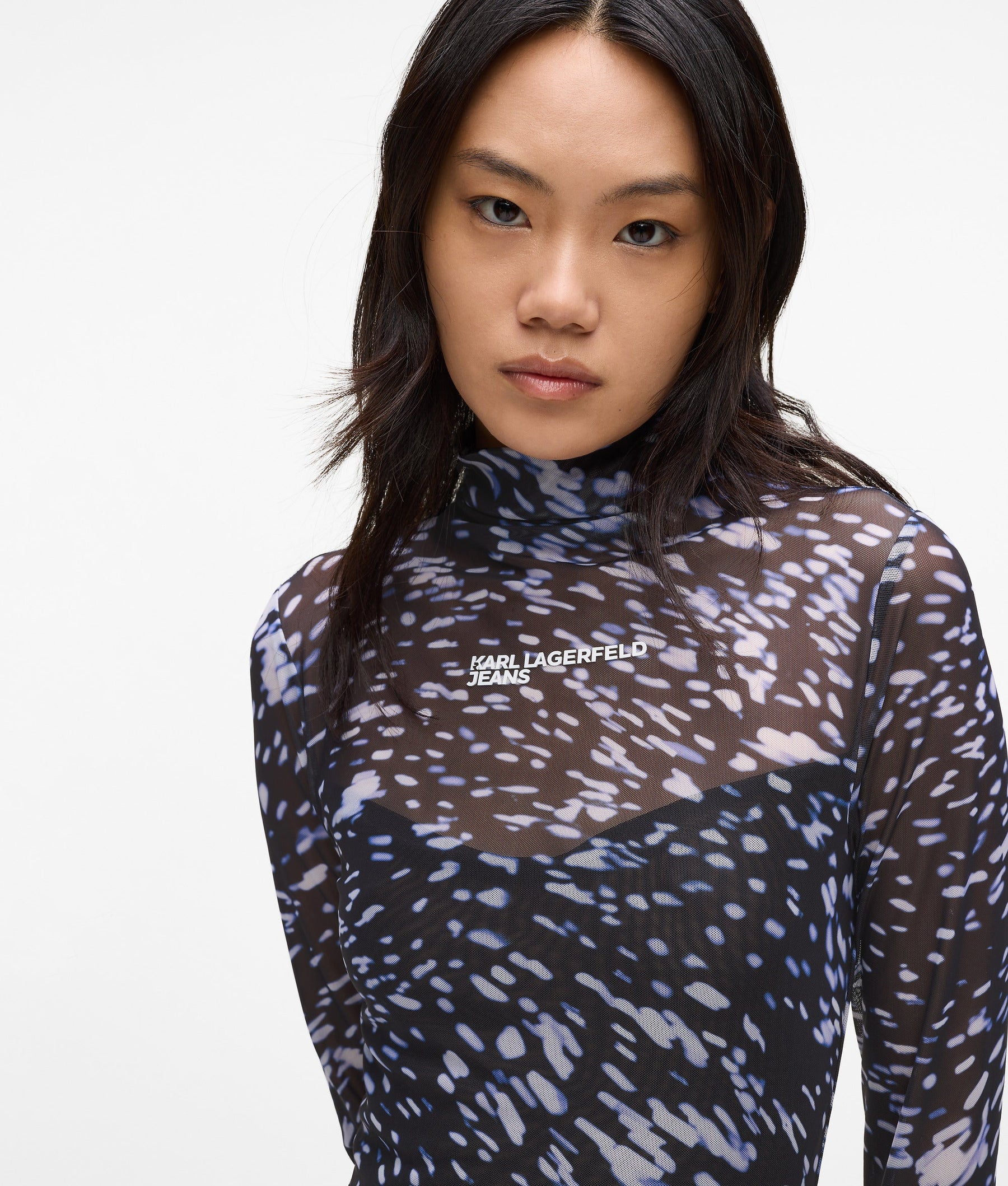 All-over-print mesh dress