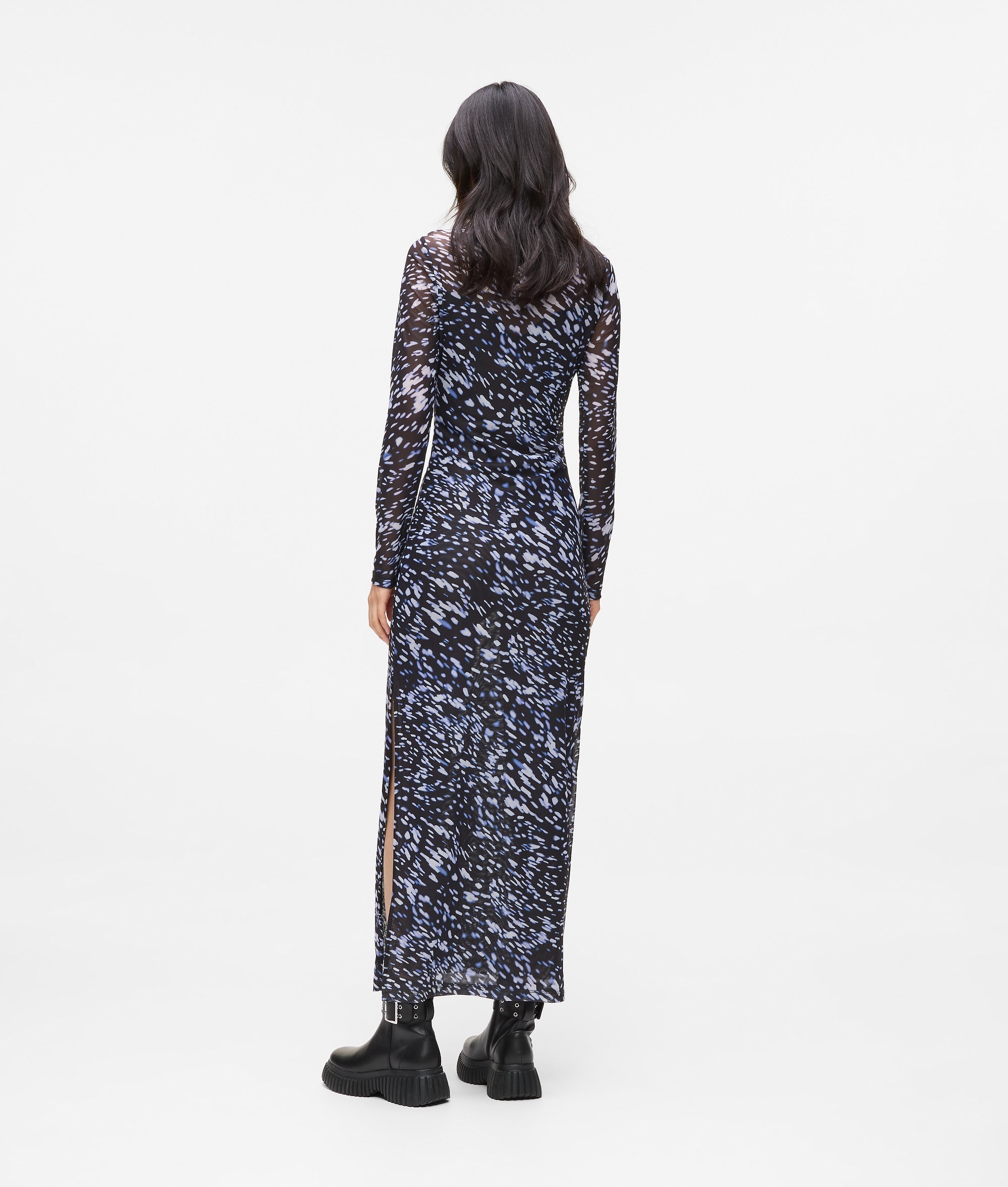 All-over-print mesh dress