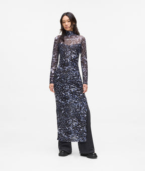All-over-print mesh dress