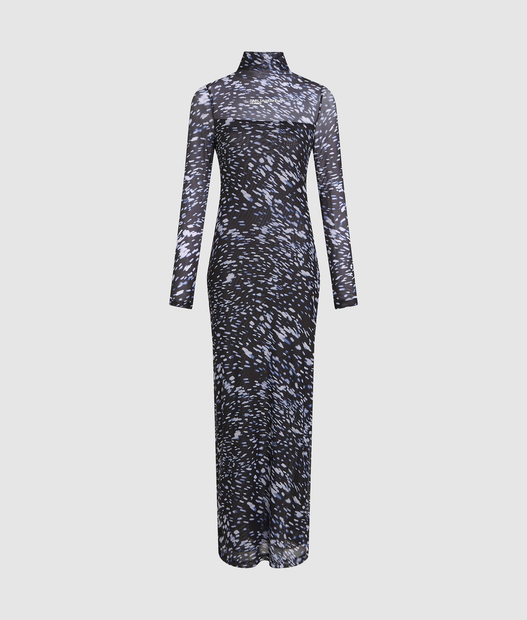 All-over-print mesh dress