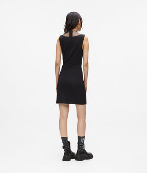 V-neck rhinestone mesh dress