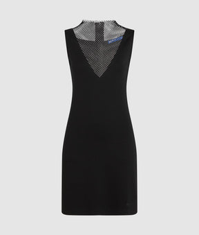 V-neck rhinestone mesh dress