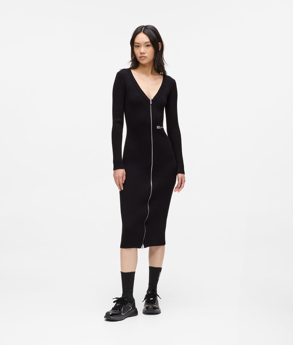 Zip-front knit dress