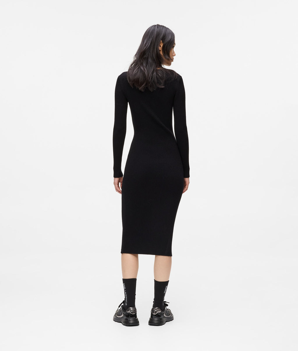Zip-front knit dress