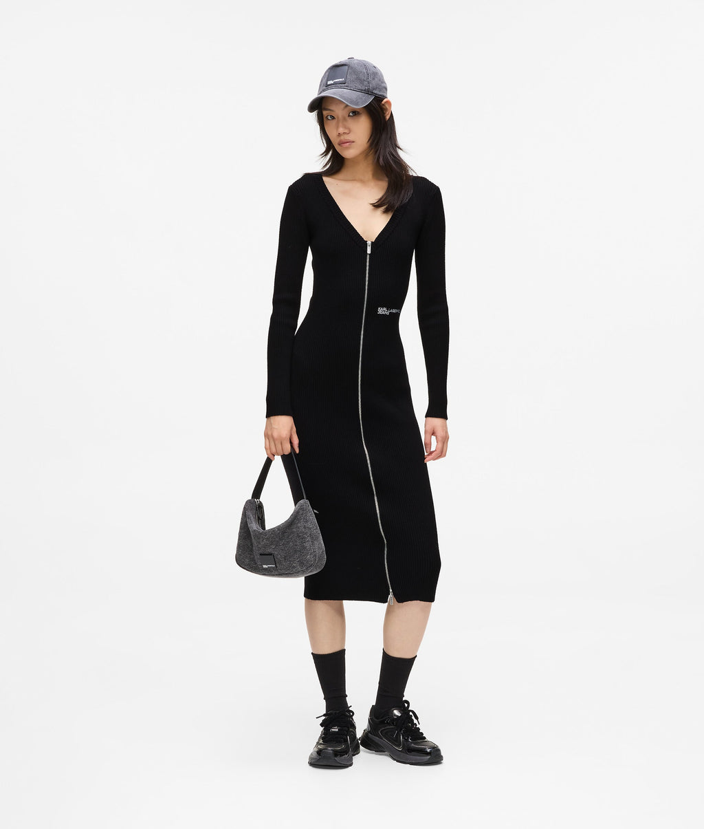Zip-front knit dress