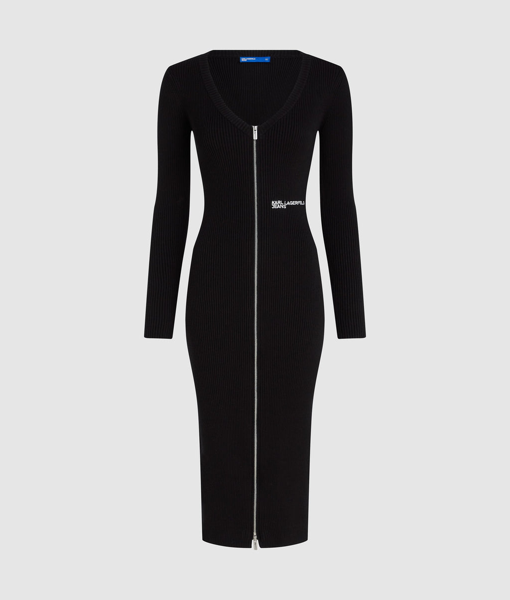 Zip-front knit dress