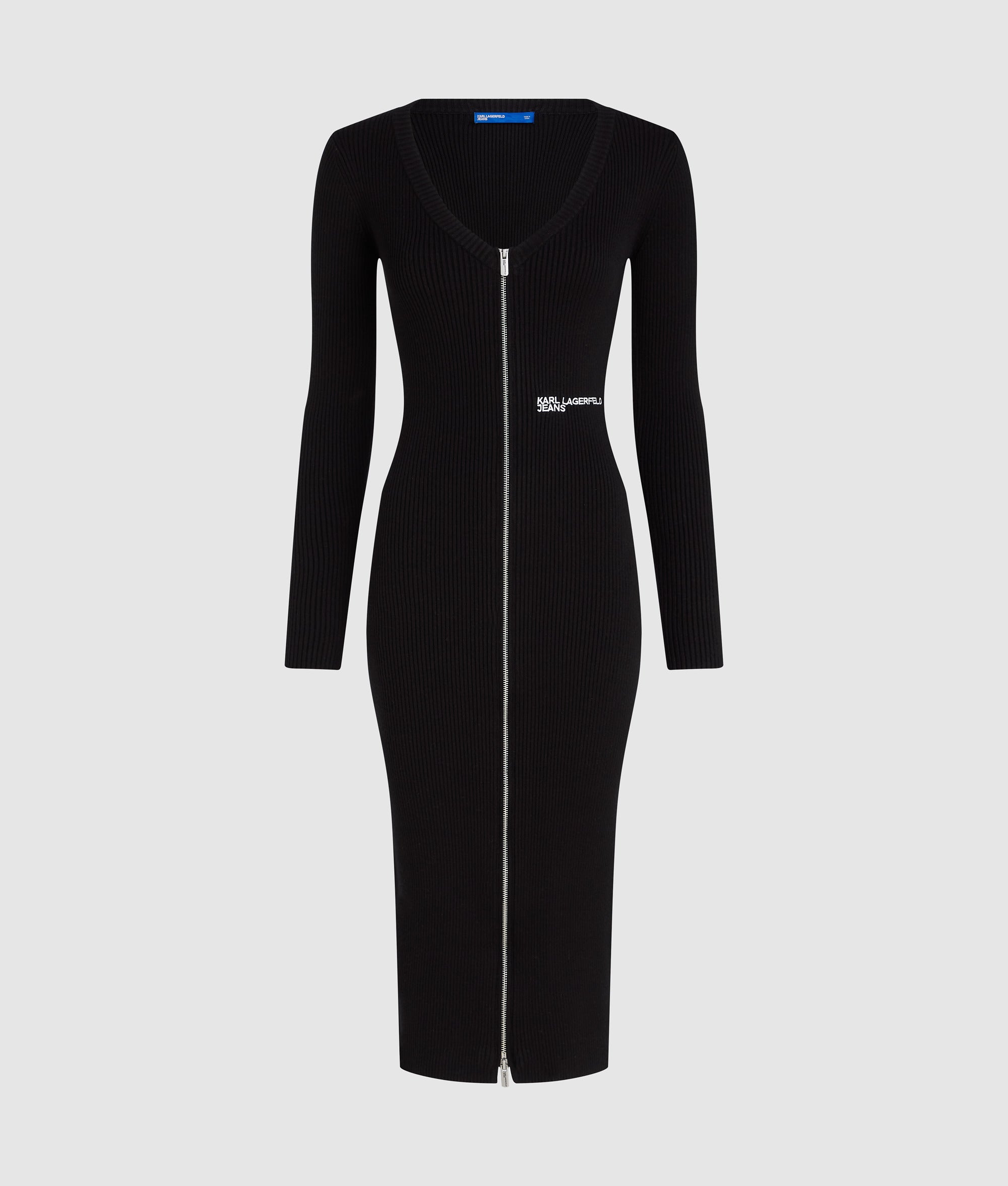 Zip-front knit dress